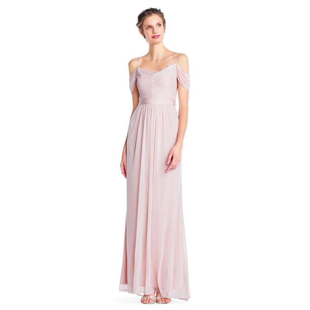 Adrianna Papell Off Shoulder Shirred Tulle